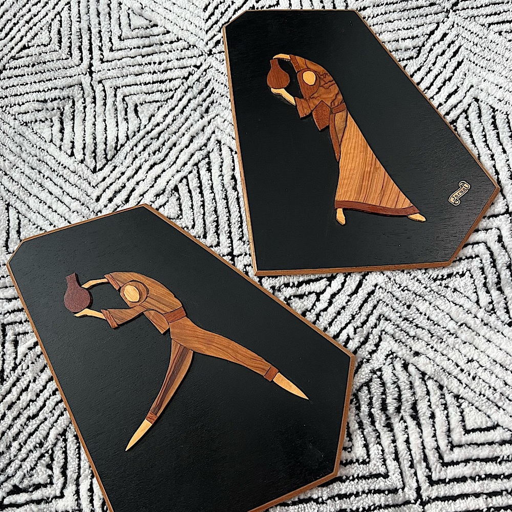Hand Made Wooden Israeli Dancing Wall Art. Vintage Folk Art Circa 1960
